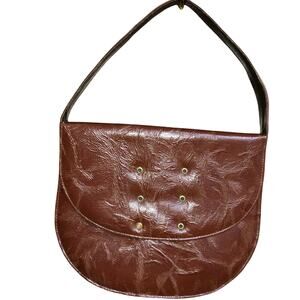 VINTAGE LENNOX SATIN LINED ETCHED LEATHER PURSE BAG